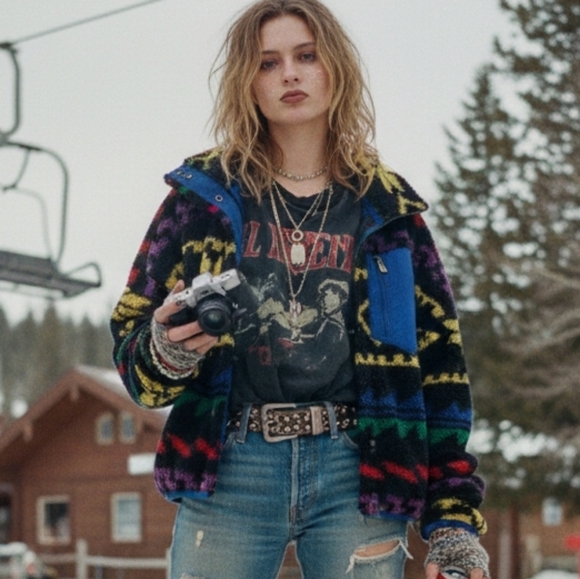 NWOT Polo Ralph Lauren L Tribal Gorpcore Indie Sleeze Ski Teddy Fleece Jacket - Picture 5 of 16